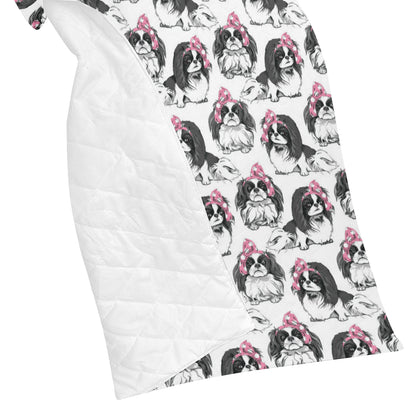 Japanese Chin Pattern Print Design 01 Premium Quilt