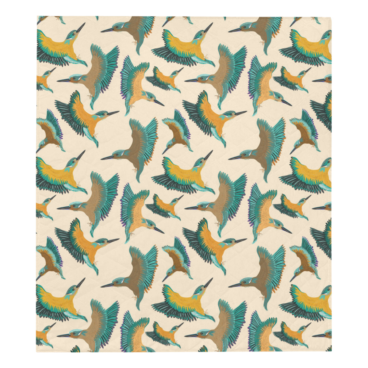 Kingfisher Pattern Print Design 02 Premium Quilt