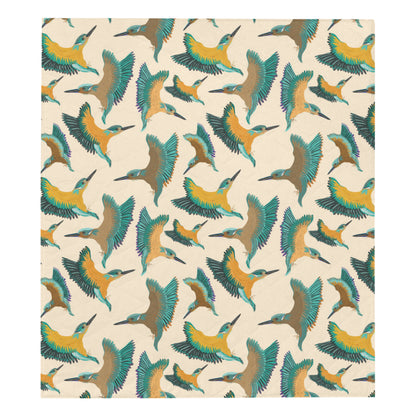 Kingfisher Pattern Print Design 02 Premium Quilt