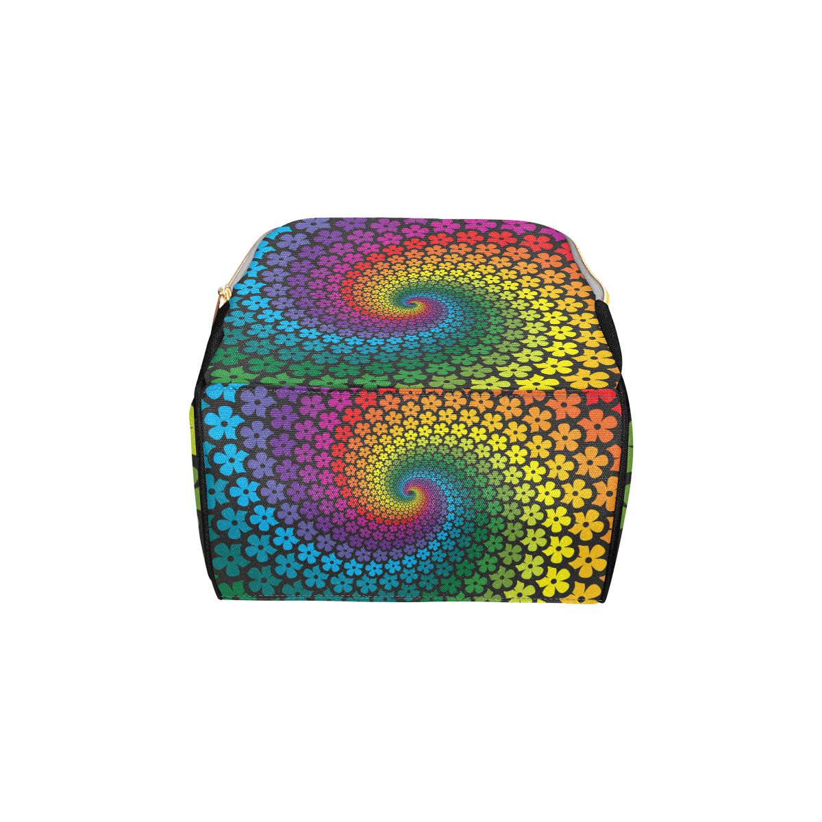 Flower Power Rainbow Spiral Print Diaper Bag Backpack