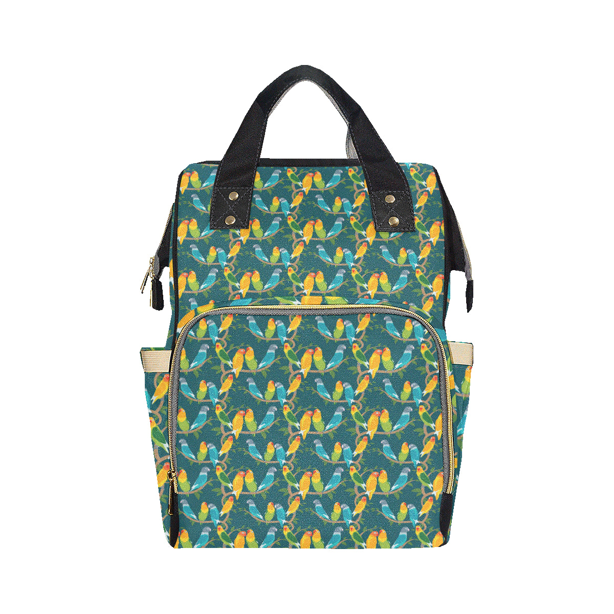 Lovebird Pattern Print Design 02 Diaper Bag Backpack