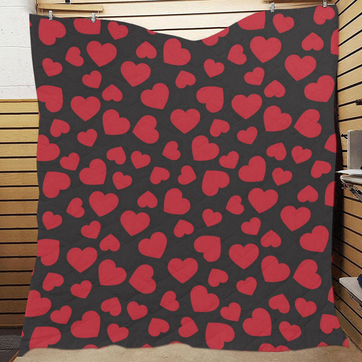 Heart Red Pattern Print Design HE01 Premium Quilt