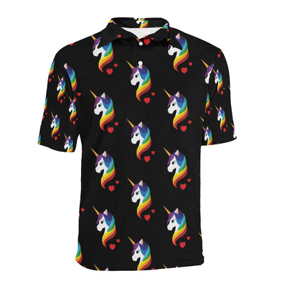 Rainbow Unicorn Pattern Print Design A03 Men Polo Shirt