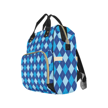 Argyle Blue Pattern Print Design 02 Diaper Bag Backpack