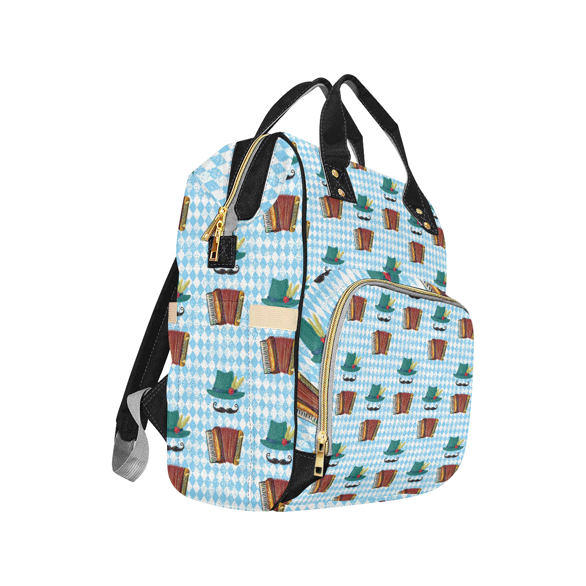 Accordion Mustache Pattern Print Design 01 Diaper Bag Backpack