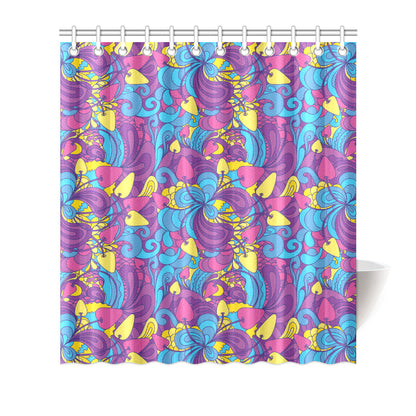 Psychedelic Mushroom Pattern Print Design A03 Shower Curtain