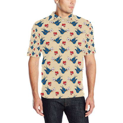 Swallow Bird Pattern Print Design 05 Men Polo Shirt