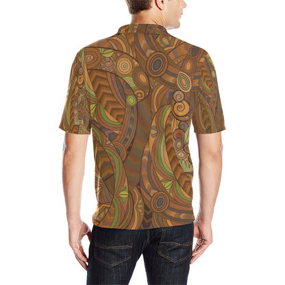 Maori Ornament Design Print Men Polo Shirt