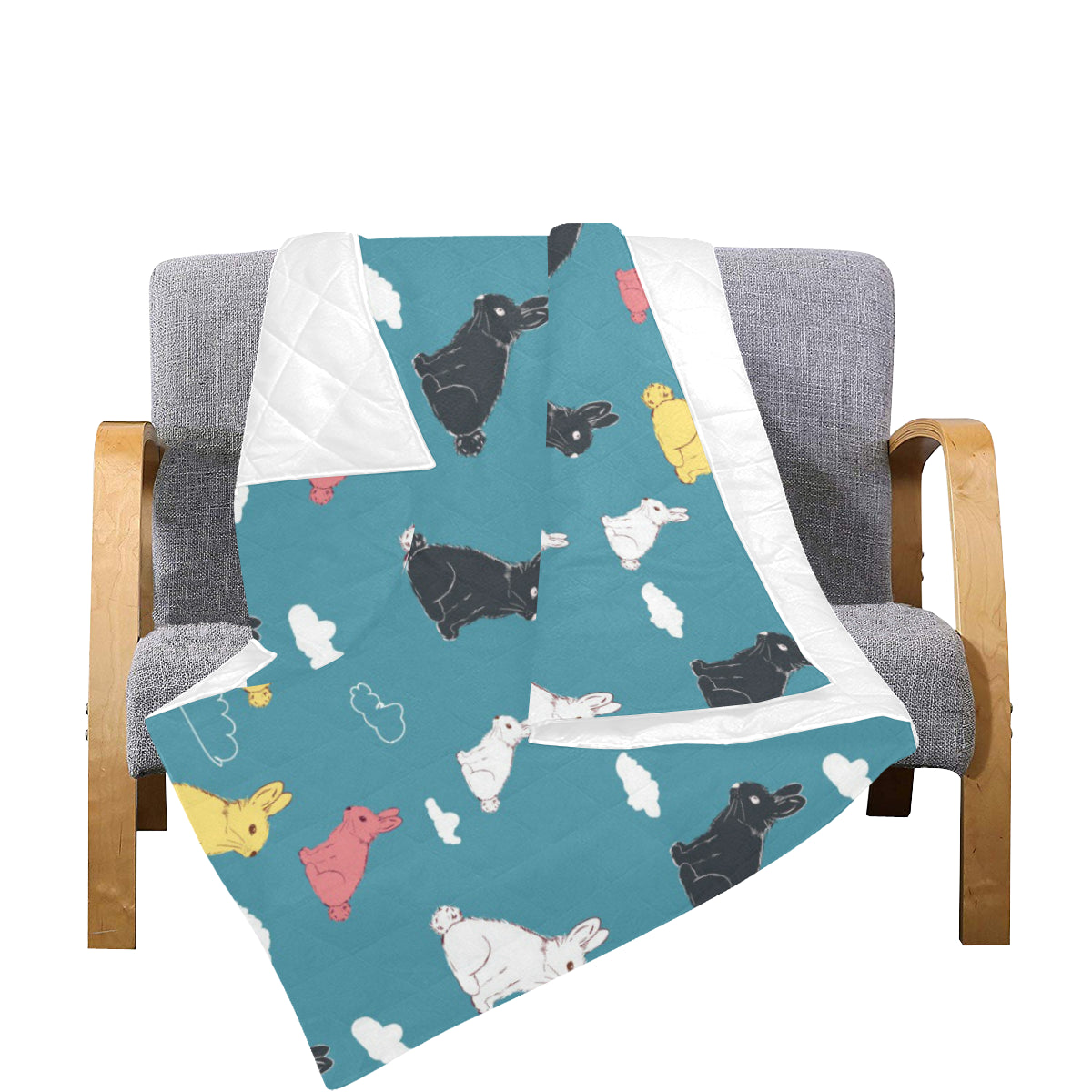 Rabbit Pattern Print Design RB014 Premium Quilt