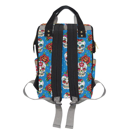 Sugar Skull Rose Pattern Diaper Bag Backpack