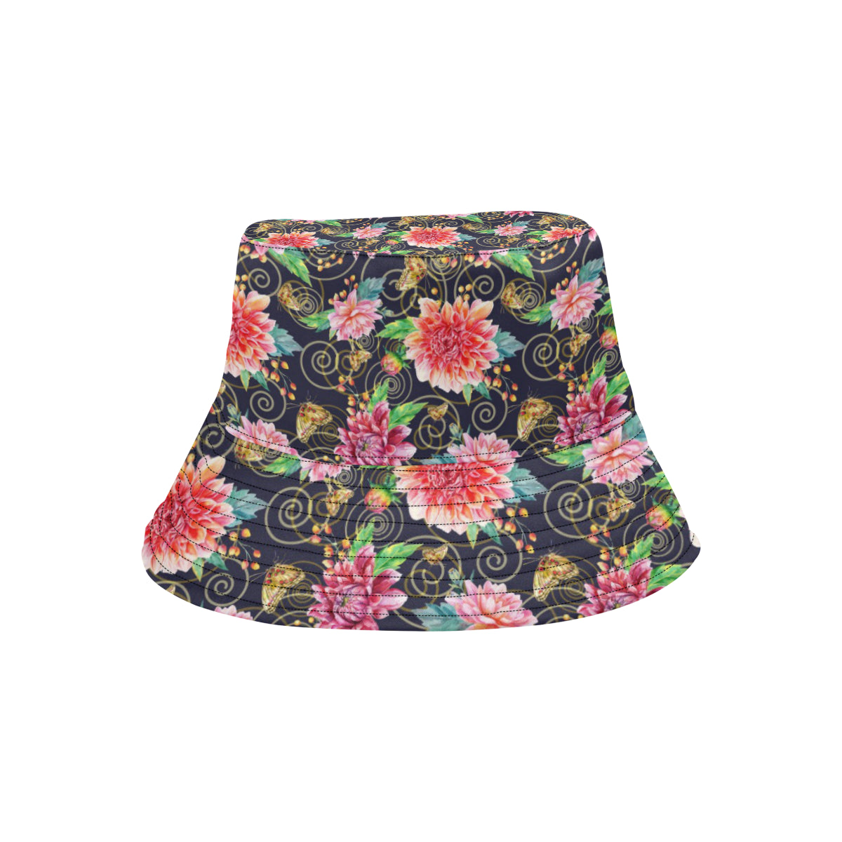 Dahlia Pattern Print Design DH02 Unisex Bucket Hat
