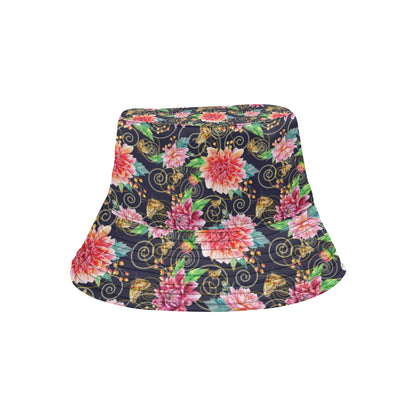 Dahlia Pattern Print Design DH02 Unisex Bucket Hat