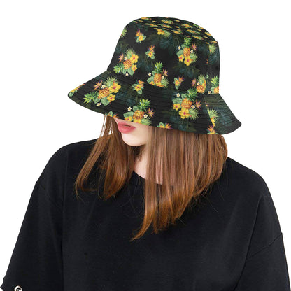 Pineapple Tropical Flower Print Pattern Unisex Bucket Hat