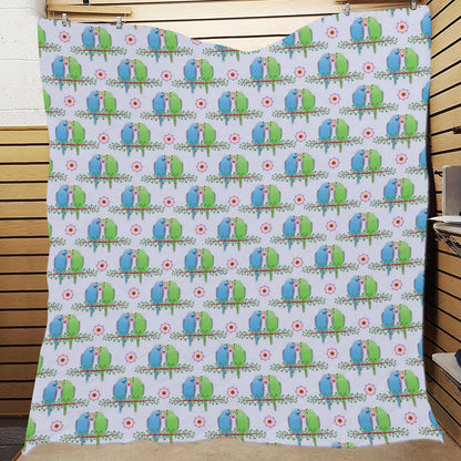 Budgerigar Pattern Print Design 05 Premium Quilt