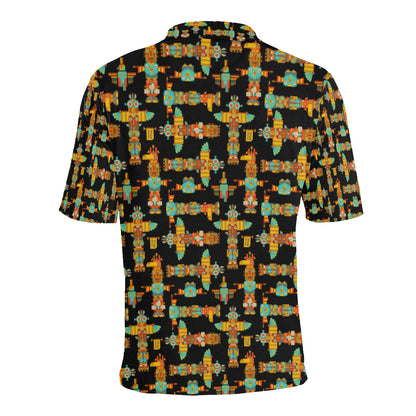 Totem Pole Cartoon Print Men Polo Shirt