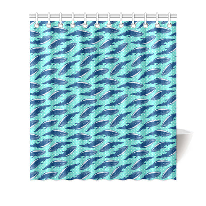 Whale Polka Dot Design Themed Print Shower Curtain