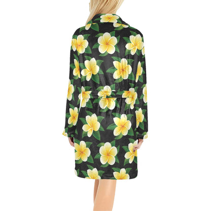 Plumeria Pattern Print Design A03 Women's Fleece Robe
