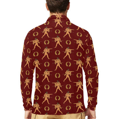 Ancient Greek Print Design LKS307 Long Sleeve Polo Shirt For Men's