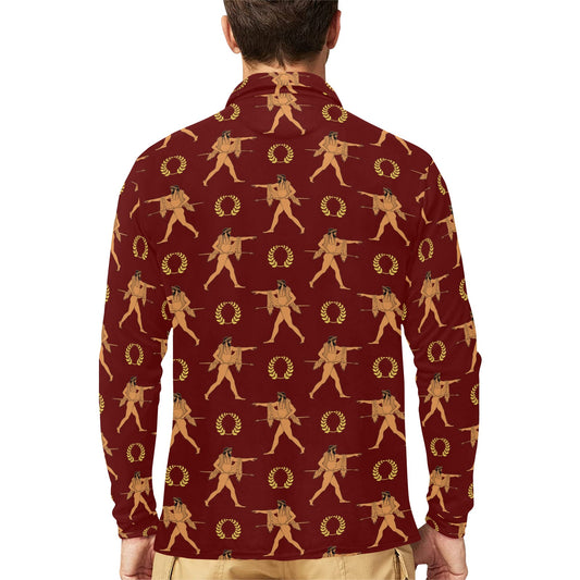 Ancient Greek Print Design LKS307 Long Sleeve Polo Shirt For Men's