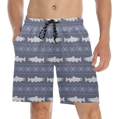Salmon Fish Knit Style Print Design LKS304 Men's Swim Trunks Beach Shorts