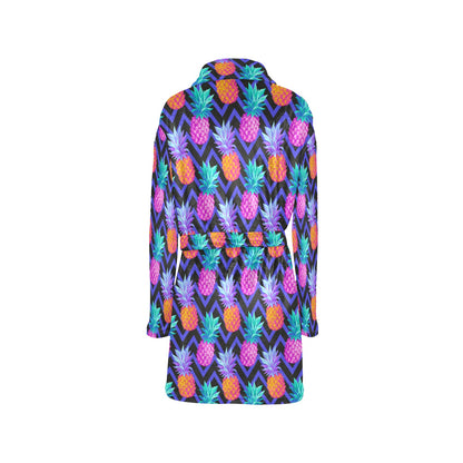 Pineapple Color Art Pattern Women's Fleece Robe