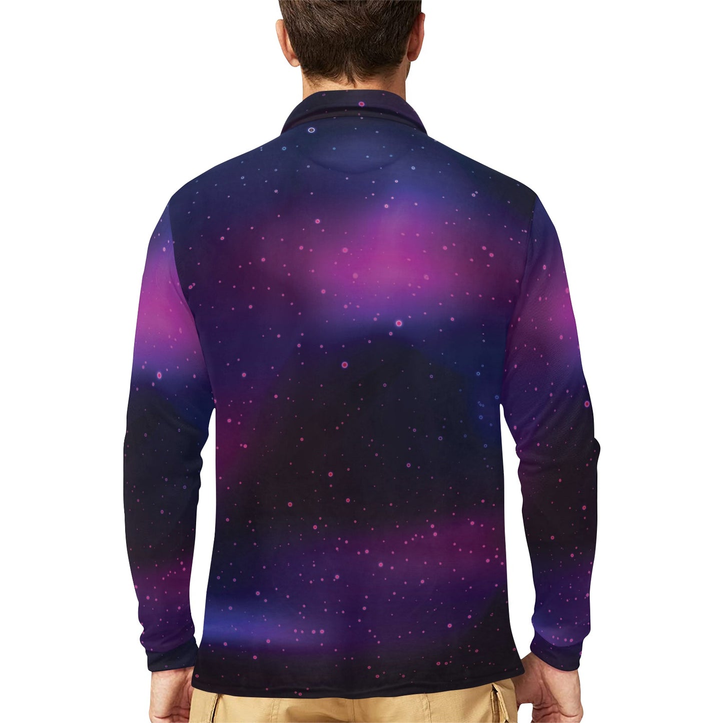 Night sky Pattern Print Design A04 Long Sleeve Polo Shirt For Men's
