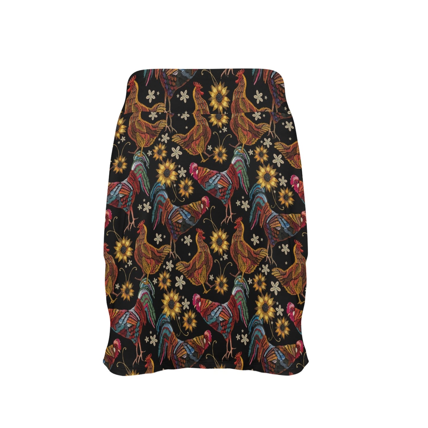 Chicken Embroidery Style 17" Golf & Pickleball Skort with Pockets