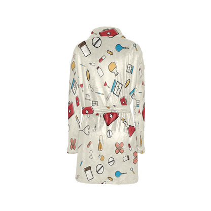 Nurse Pattern Print Design A04 Women's Fleece Robe