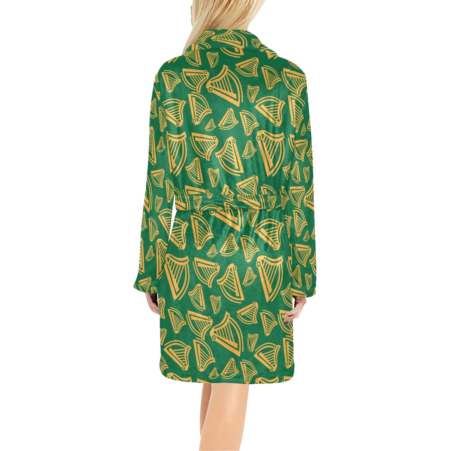 Harp Pattern Print Design 03 Women's Fleece Robe