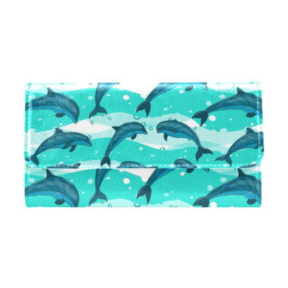Dolphin Design Print Pattern Women's Trifold Wallet
