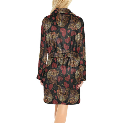 Owl Pattern Print Design A08 Women's Fleece Robe
