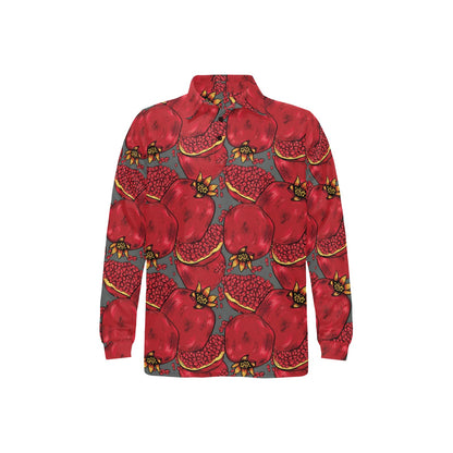 Pomegranate Pattern Print Design PG05 Long Sleeve Polo Shirt For Men's