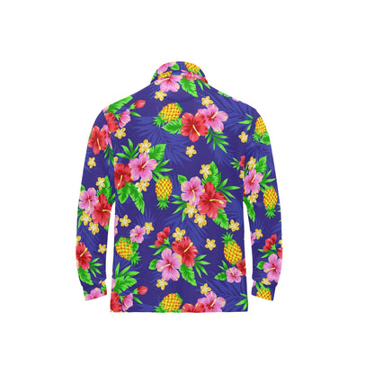 Hawaiian Themed Pattern Print Design H05 Long Sleeve Polo Shirt For Men's
