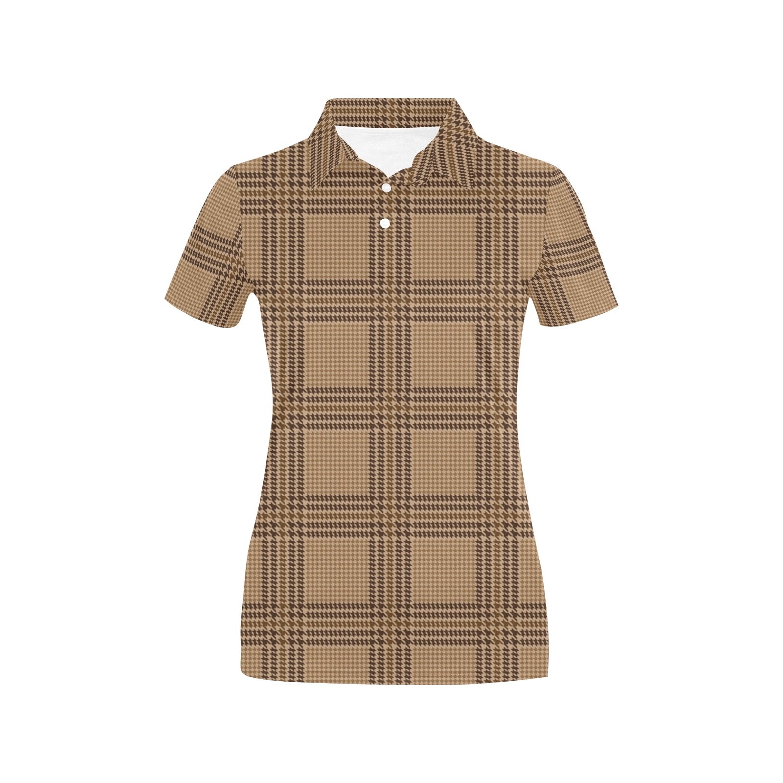 Houndstooth Brown Pattern Print Design 04 Women's Polo Shirt