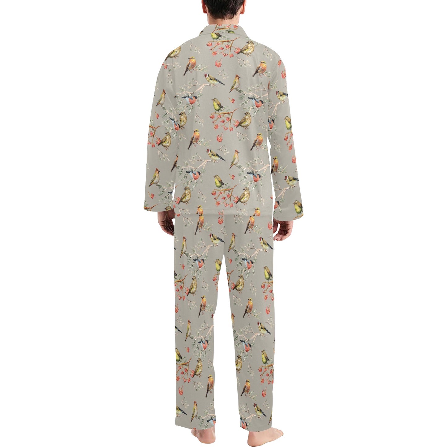 Birds Pattern Print Design 03 Men's Long Pajama Set
