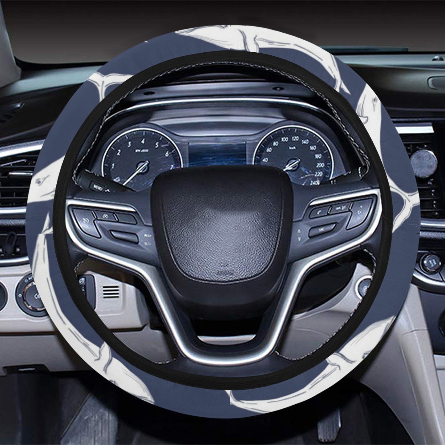Whale Print Design LKS308 Steering Wheel Cover with Elastic Edge