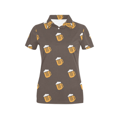 Beer Pattern Print Design 01 Women's Polo Shirt