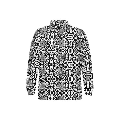 Yin Yang Spiral Design Print Long Sleeve Polo Shirt For Men's