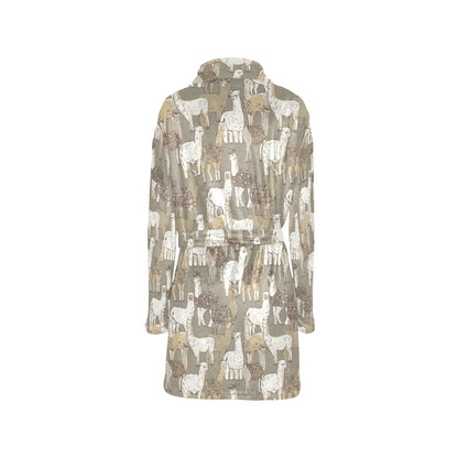 Alpaca Pattern Print Design 01 Women's Fleece Robe