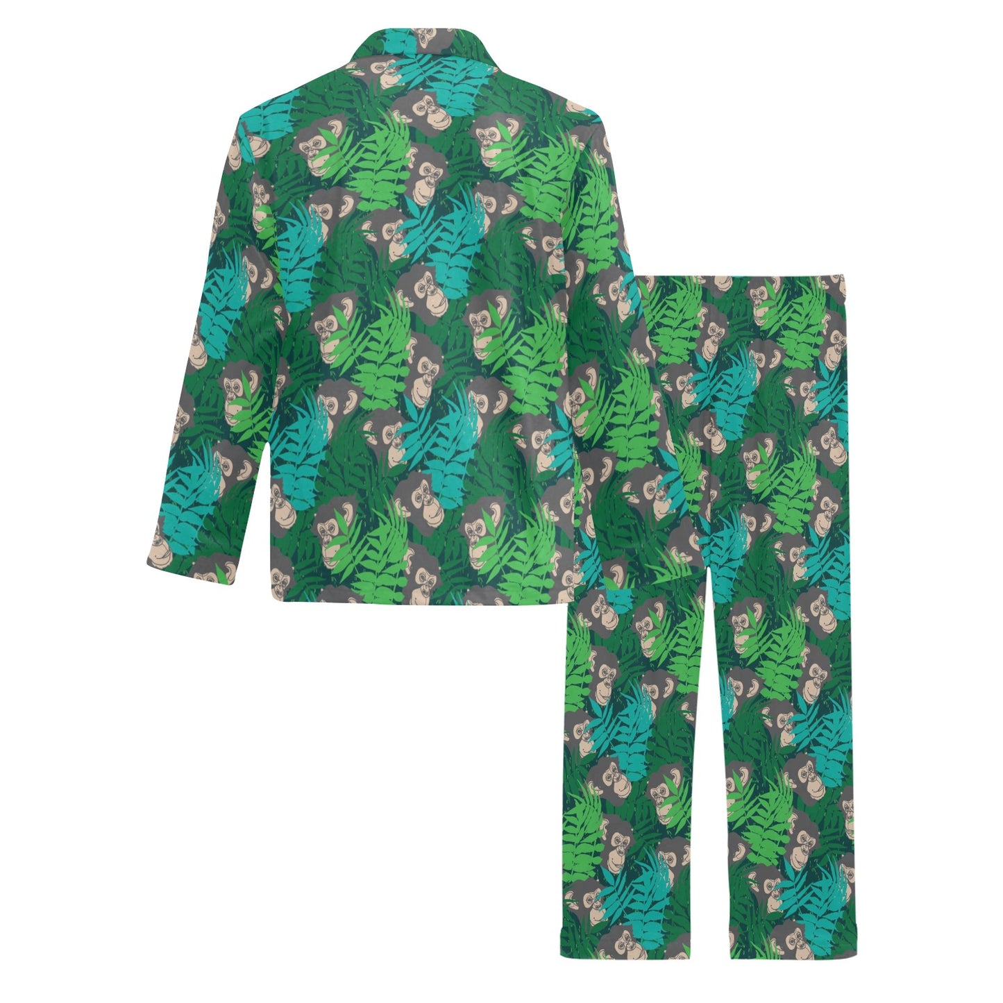 Chimpanzee Pattern Print Design 01 Men's Long Pajama Set