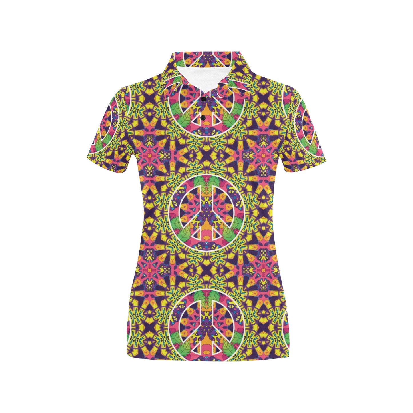 Peace Sign Pattern Print Design A04 Women's Polo Shirt