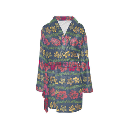Hawaiian Themed Pattern Print Design H018 Women's Fleece Robe