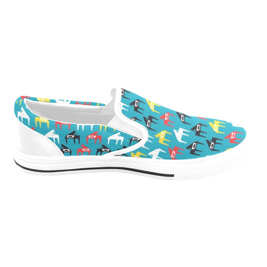 Piano Print Design LKS403 White Slip Ons Canvas Women's Shoes