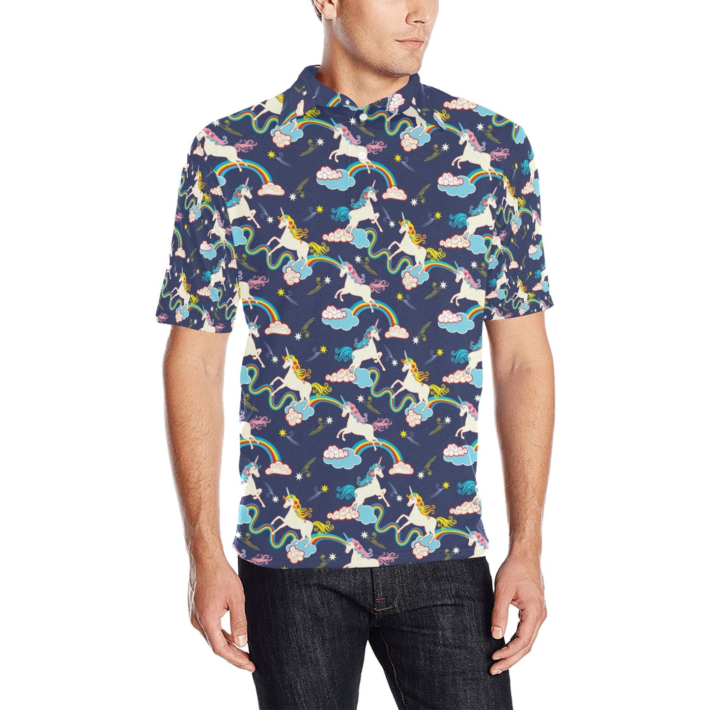 Unicorn Print Design LKS304 Men Polo Shirt