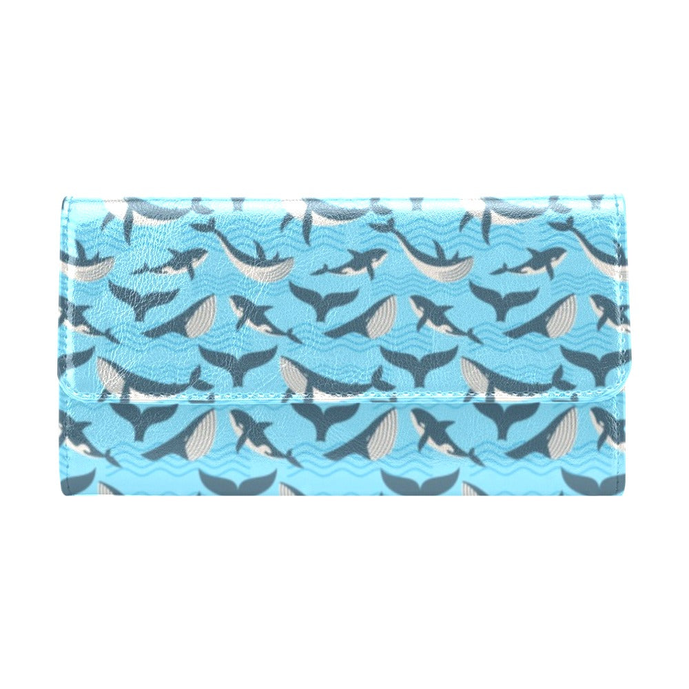 Whale Pattern Design Themed Print Women's Trifold Wallet