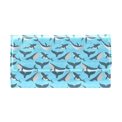 Whale Pattern Design Themed Print Women's Trifold Wallet