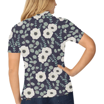 Anemone Pattern Print Design AM01 Women's Polo Shirt