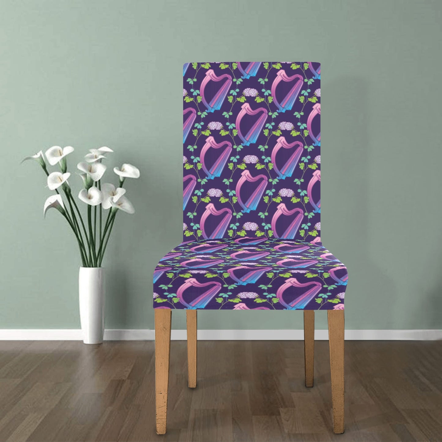 Harp Print Design LKS403 Dining Chair Slipcover