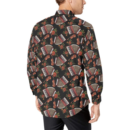 Accordion Print Design LKS403 Men's Long Sleeve Dress Shirt