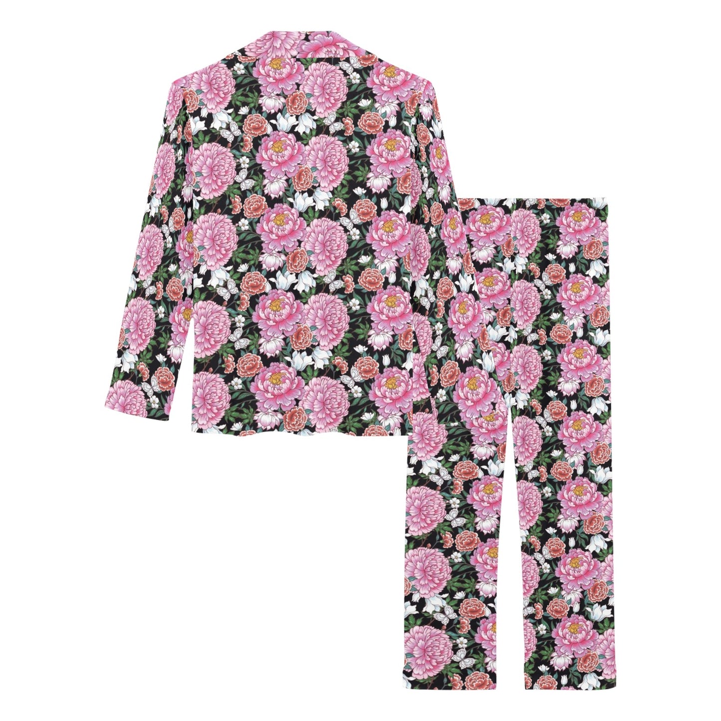 Dahlia Pattern Print Design 02 Women's Long Pajama Set